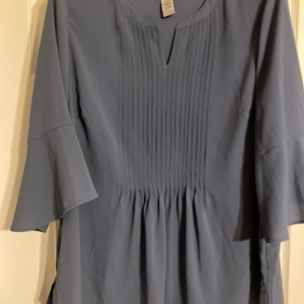 Catherines Blue Tunic with Flared Sleeves